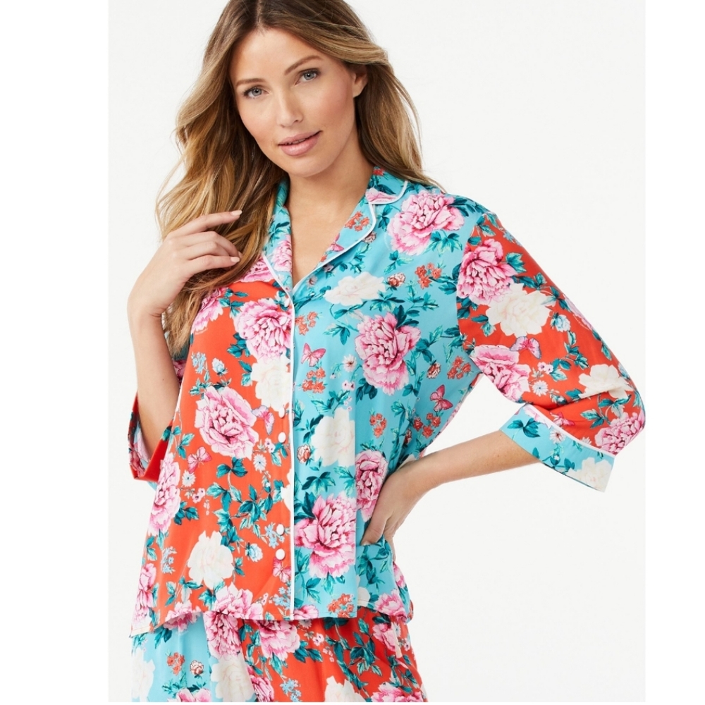 Sofia Vergara Woman's Intimates Cotton Satin Pajama Set- Standard and Plus Size - Picture 3 of 7
